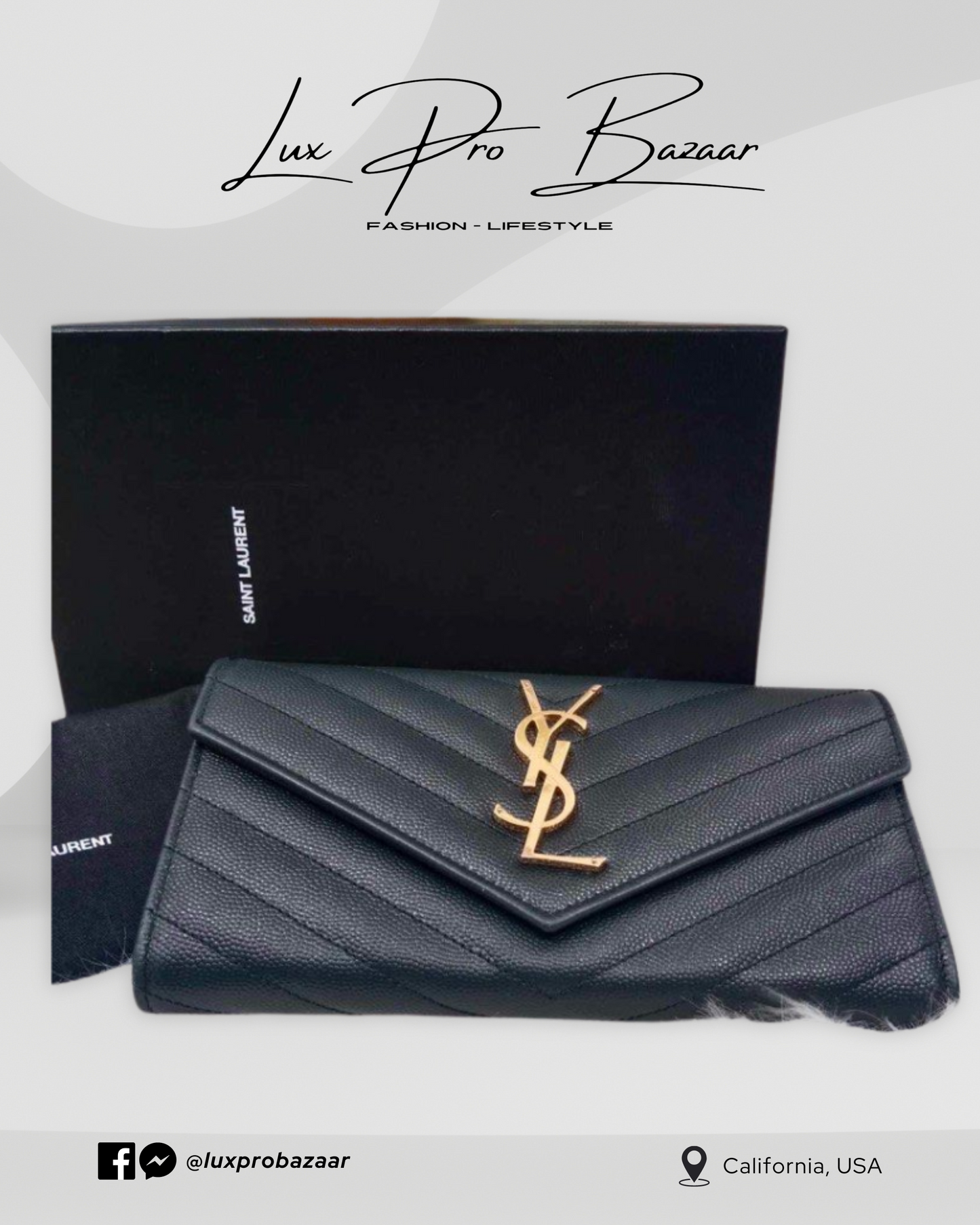 SAINT LAURENT | CASSANDRE MATELASSÉ LARGE FLAP - Saint Laurent Yves Long Flap Wallet in Grain Embossed Leather