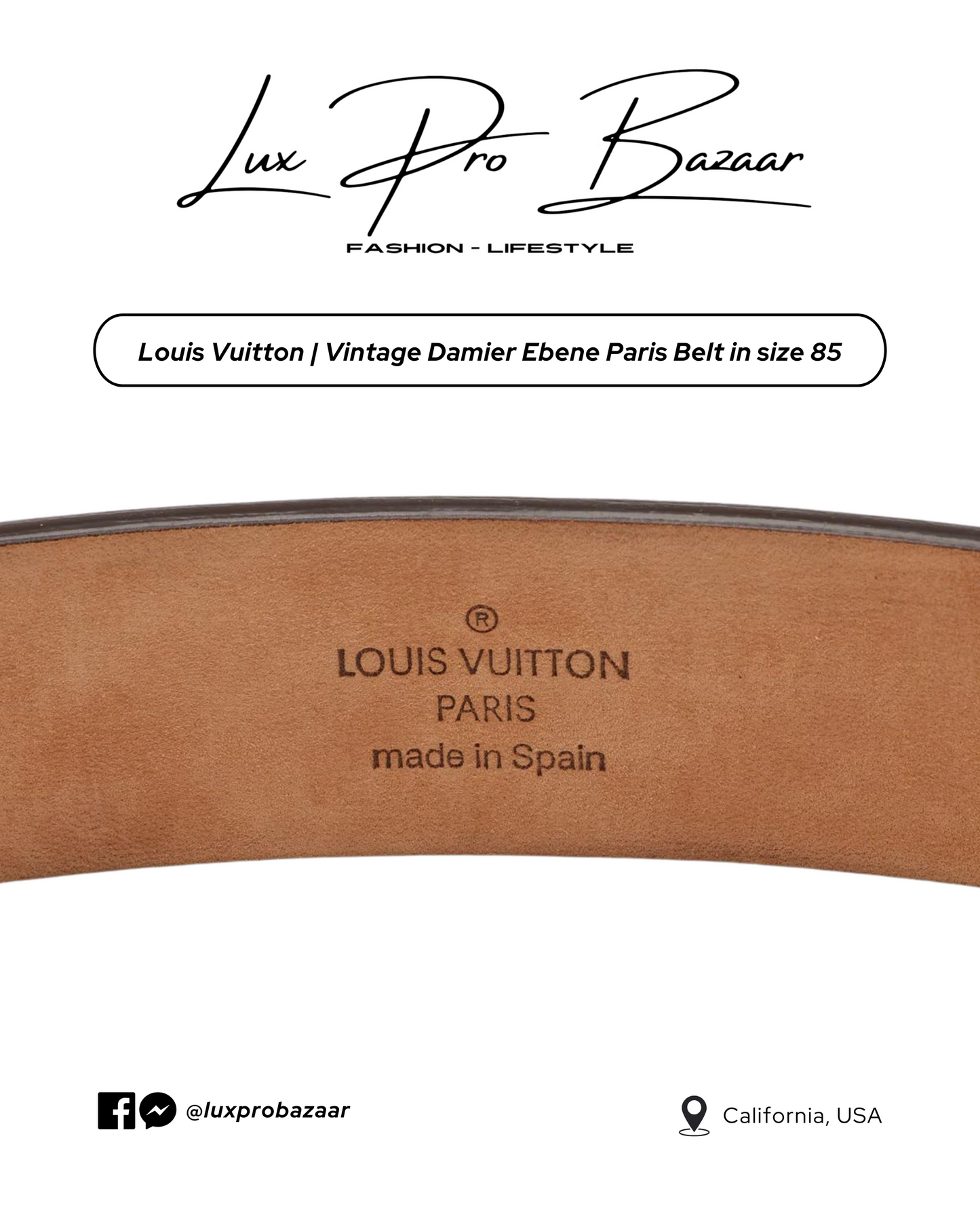 LOUIS VUITTON | Vintage Damier Ebene Paris Belt