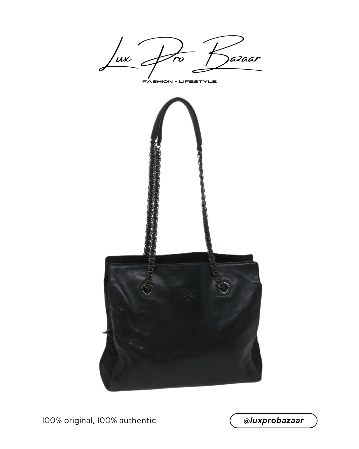 PRADA | Vintage Chain Shoulder Bag in Leather Black