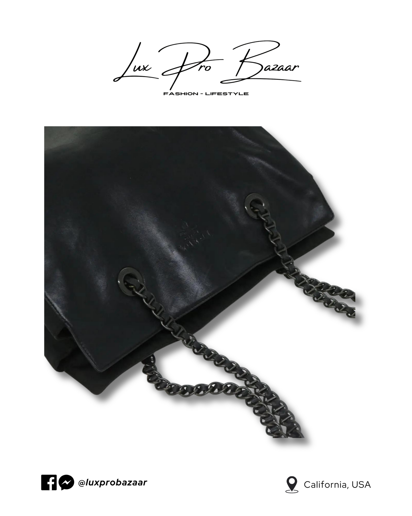 PRADA | Vintage Chain Shoulder Bag in Leather Black