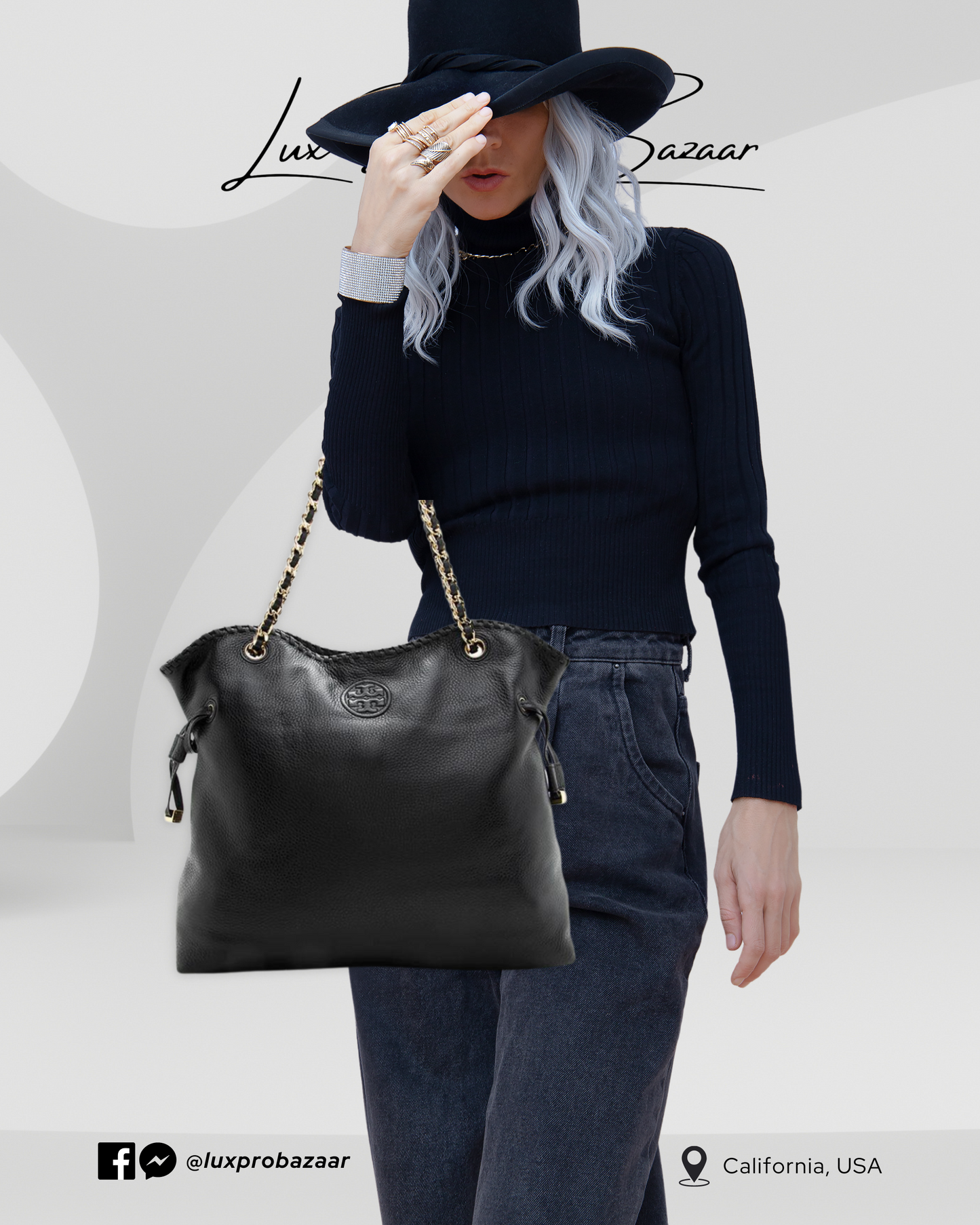 TORY BURCH | Leather Marion Slouchy Tote - Black