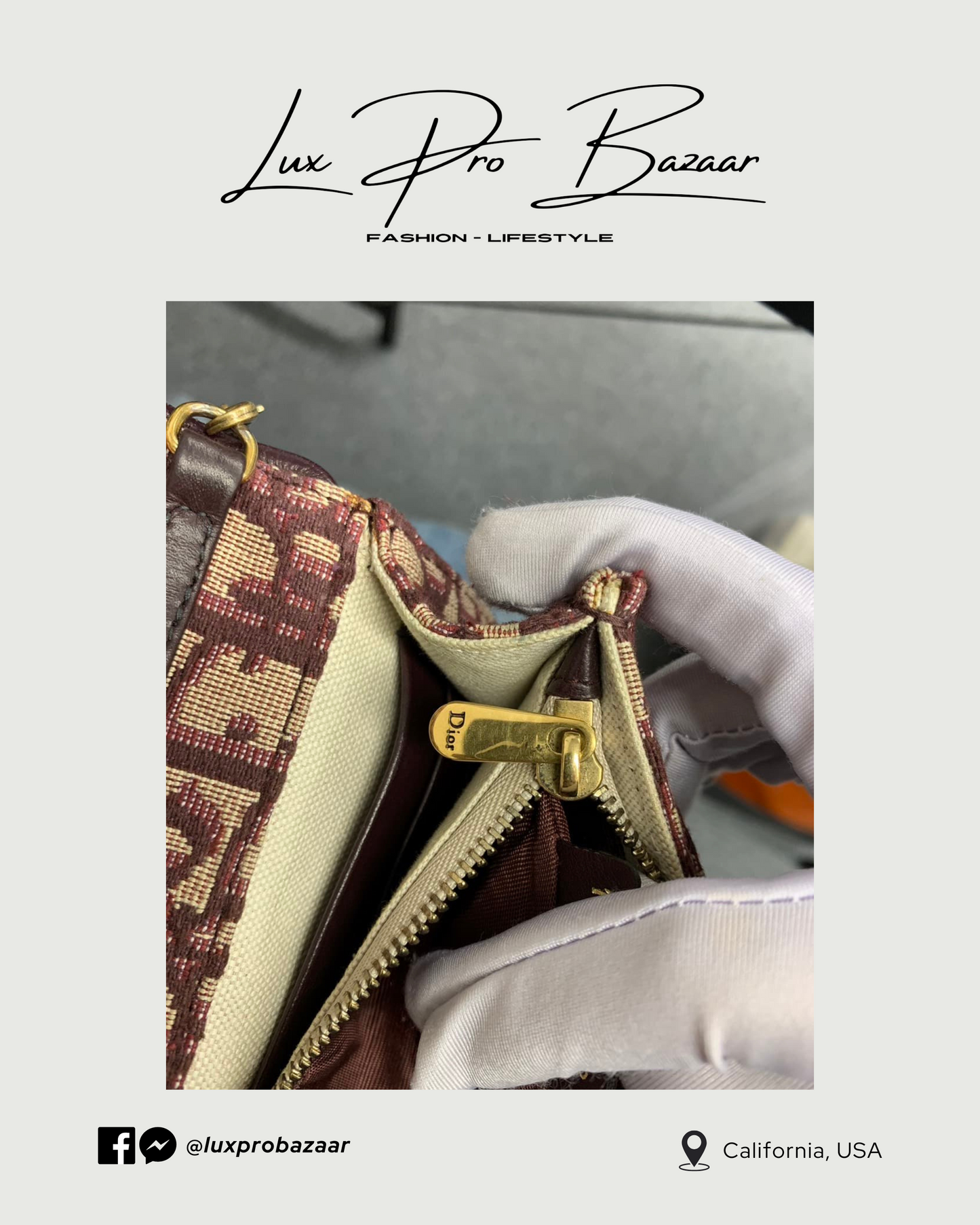 DIOR | Dior Burgundy Oblique Canvas Saddle Wallet on Chain Bag