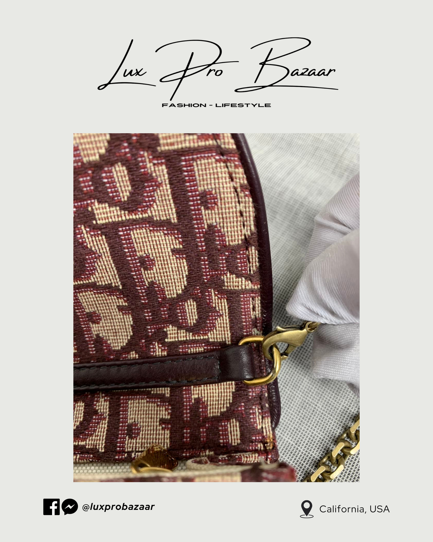 DIOR | Dior Burgundy Oblique Canvas Saddle Wallet on Chain Bag