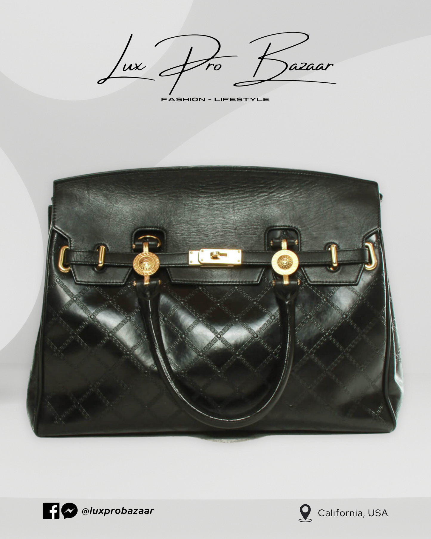 GIANNI VERSACE | Authentic Black Canvas Handbag - Vintage Elegance