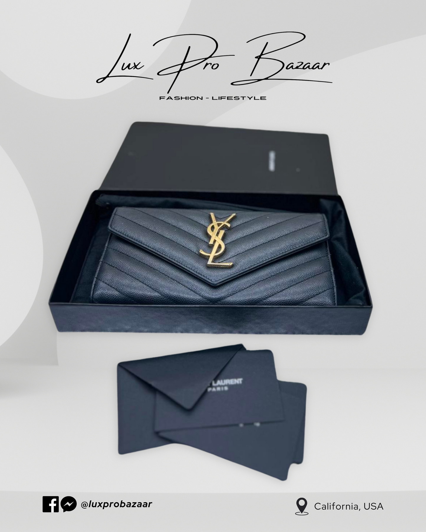SAINT LAURENT | CASSANDRE MATELASSÉ LARGE FLAP - Saint Laurent Yves Long Flap Wallet in Grain Embossed Leather