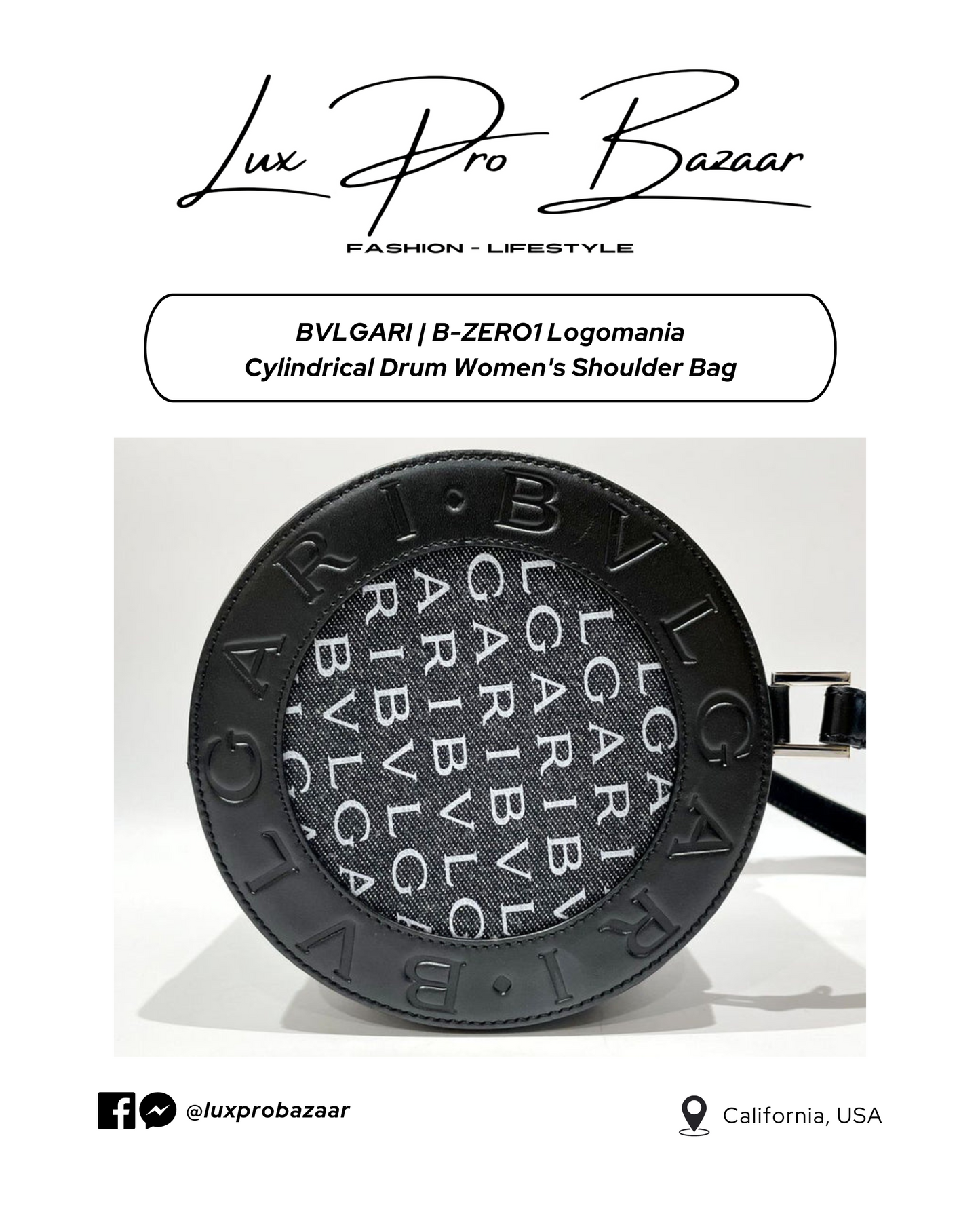 BVLGARI | B-ZERO1 Logomania Cylindrical Drum Women's Bag