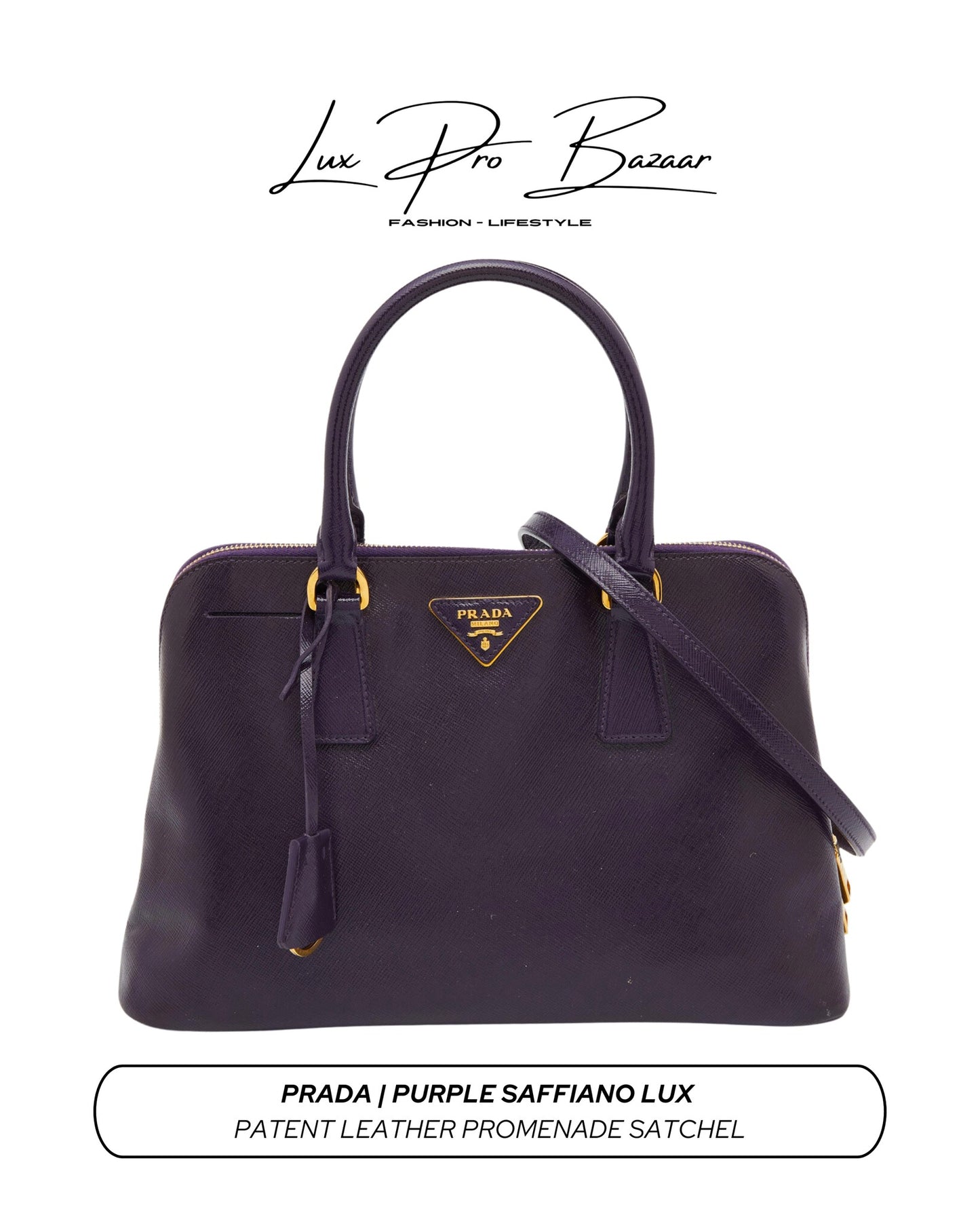 PRADA | Purple Saffiano Lux Patent Leather Promenade Satchel