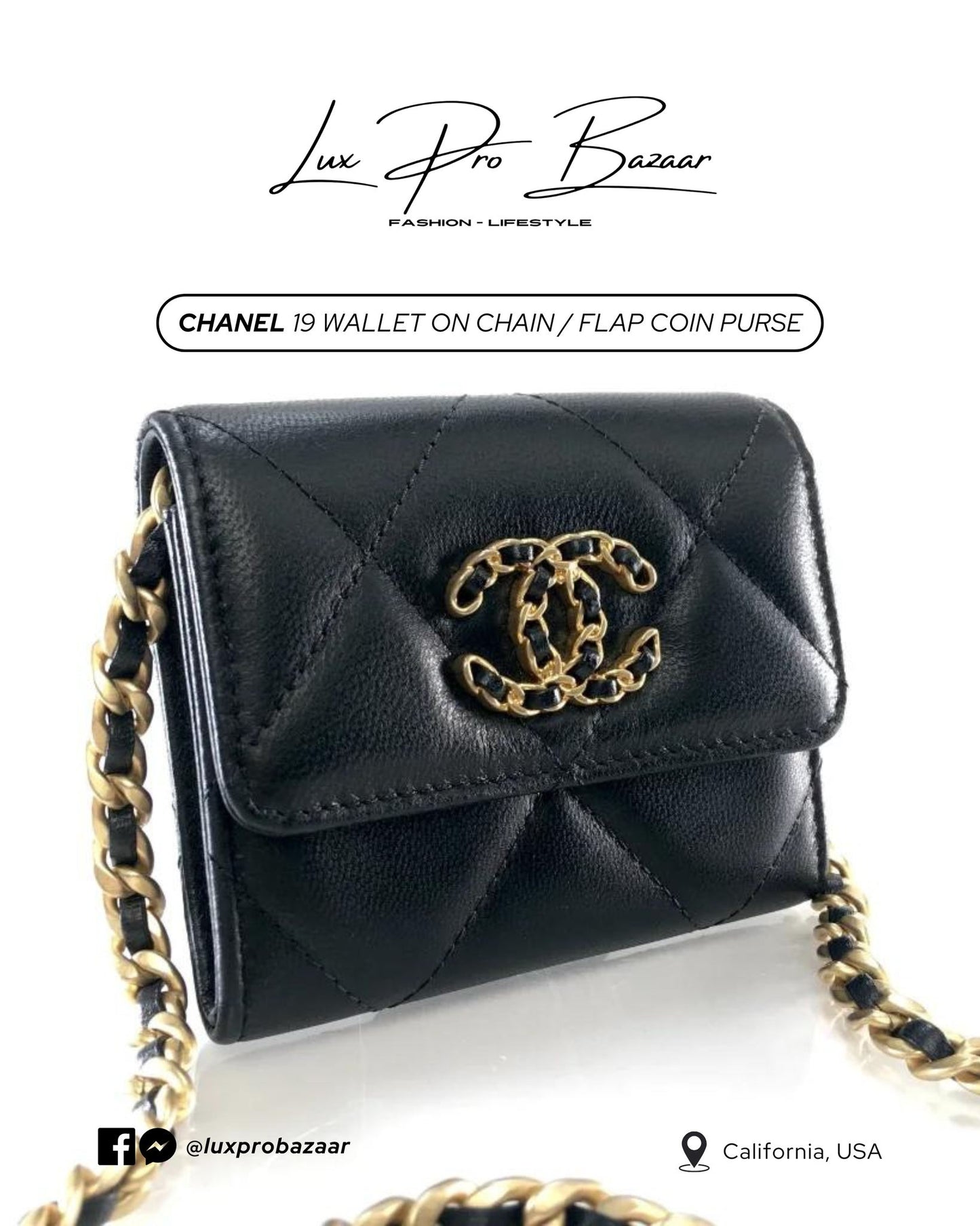 CHANEL | Chanel 19 Coin Wallet on Chain (WOC)