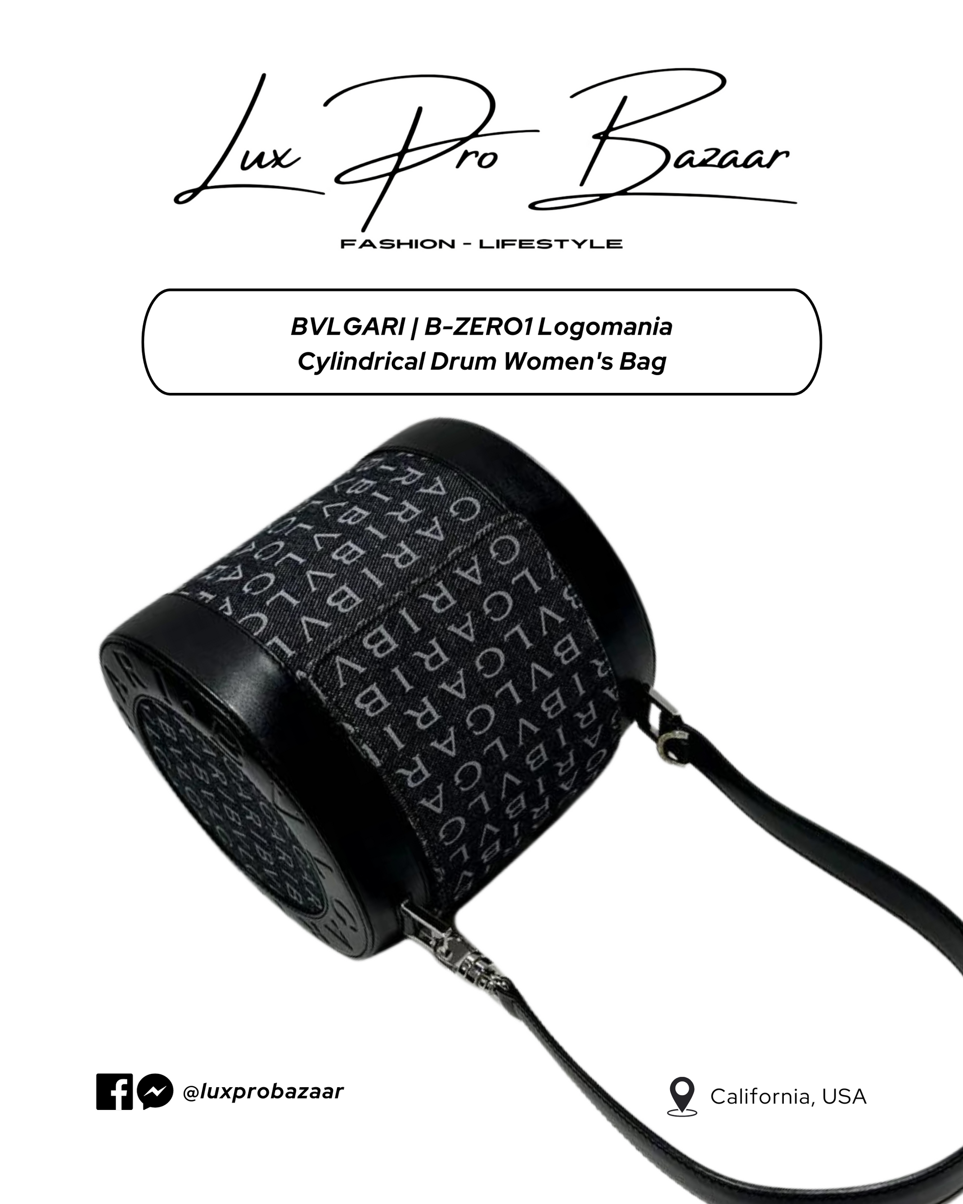 BVLGARI | B-ZERO1 Logomania Cylindrical Drum Women's Bag – Lux Pro BVLGARI | B-ZERO1 Logomania Cylindrical Drum Women's Bag – Lux Pro