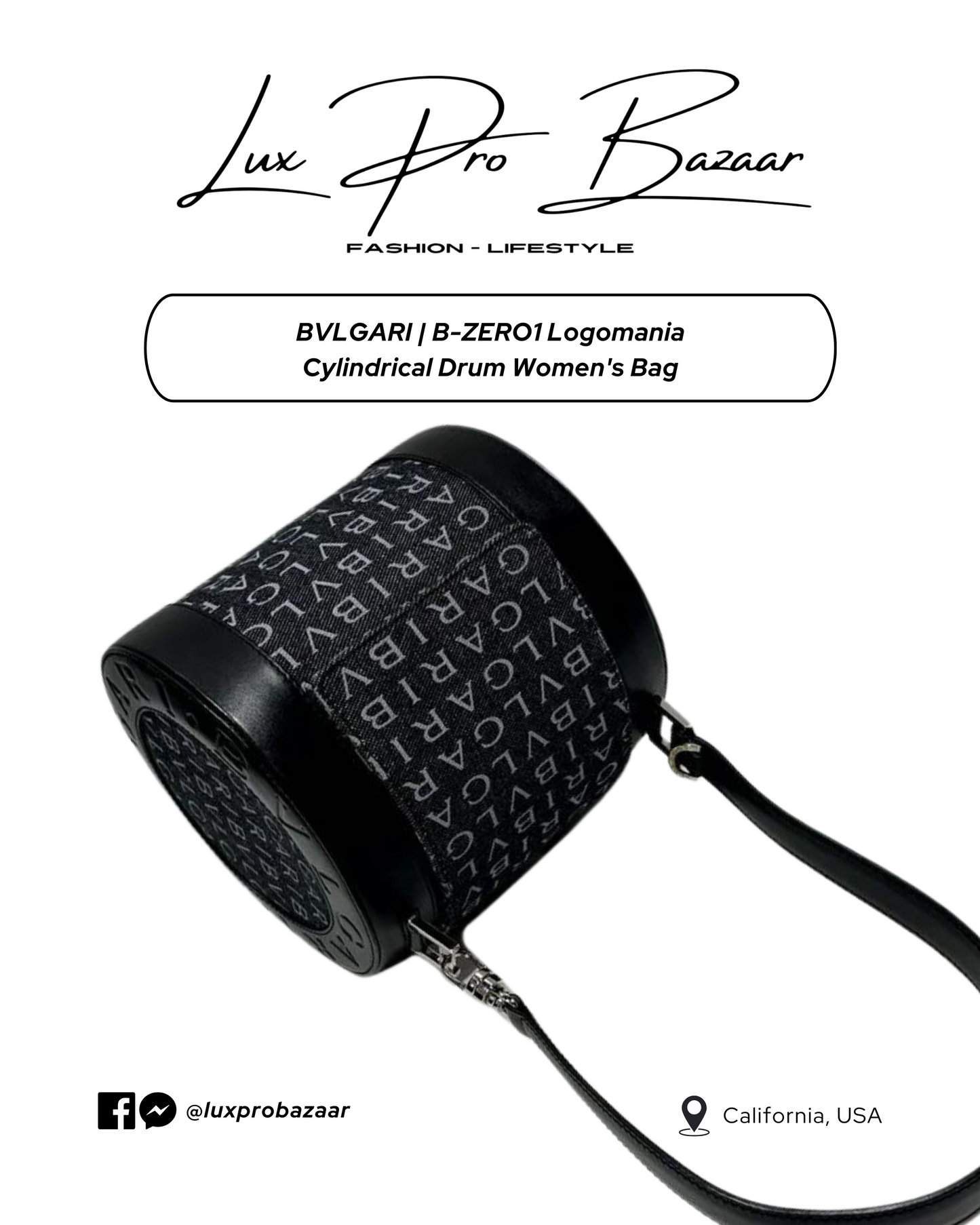 BVLGARI | B-ZERO1 Logomania Cylindrical Drum Women's Bag