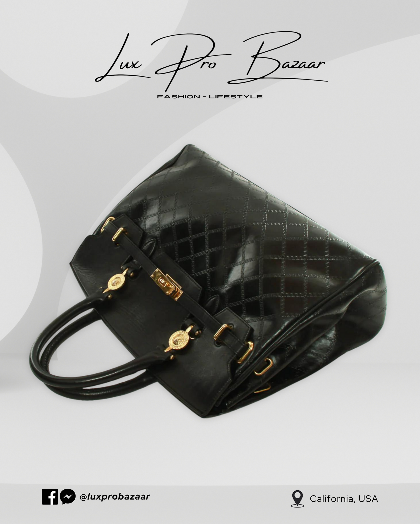 GIANNI VERSACE | Authentic Black Canvas Handbag - Vintage Elegance