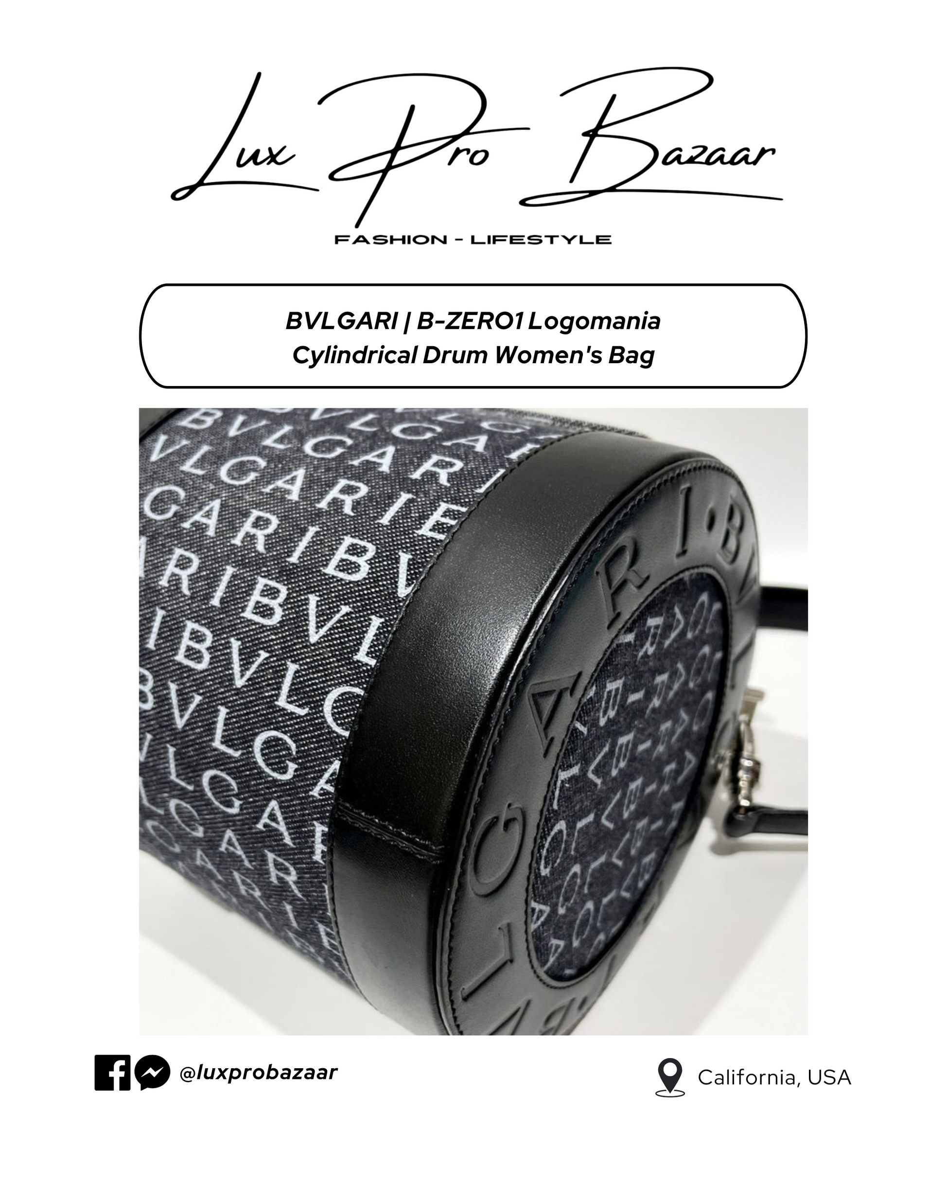 BVLGARI | B-ZERO1 Logomania Cylindrical Drum Women's Bag – Lux Pro BVLGARI | B-ZERO1 Logomania Cylindrical Drum Women's Bag – Lux Pro