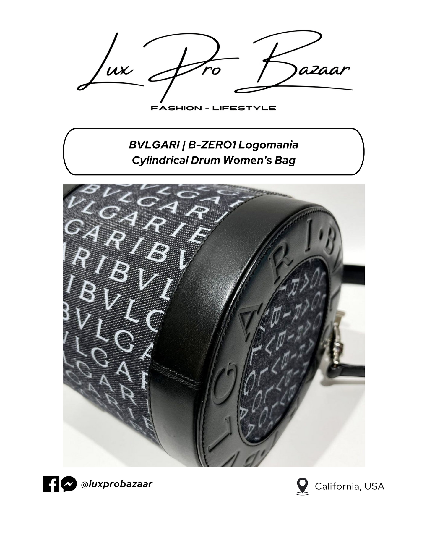 BVLGARI | B-ZERO1 Logomania Cylindrical Drum Women's Bag