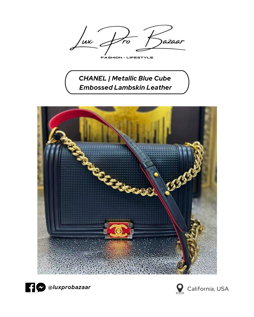 CHANEL | Metallic Cube Embossed Lambskin Leather Bag