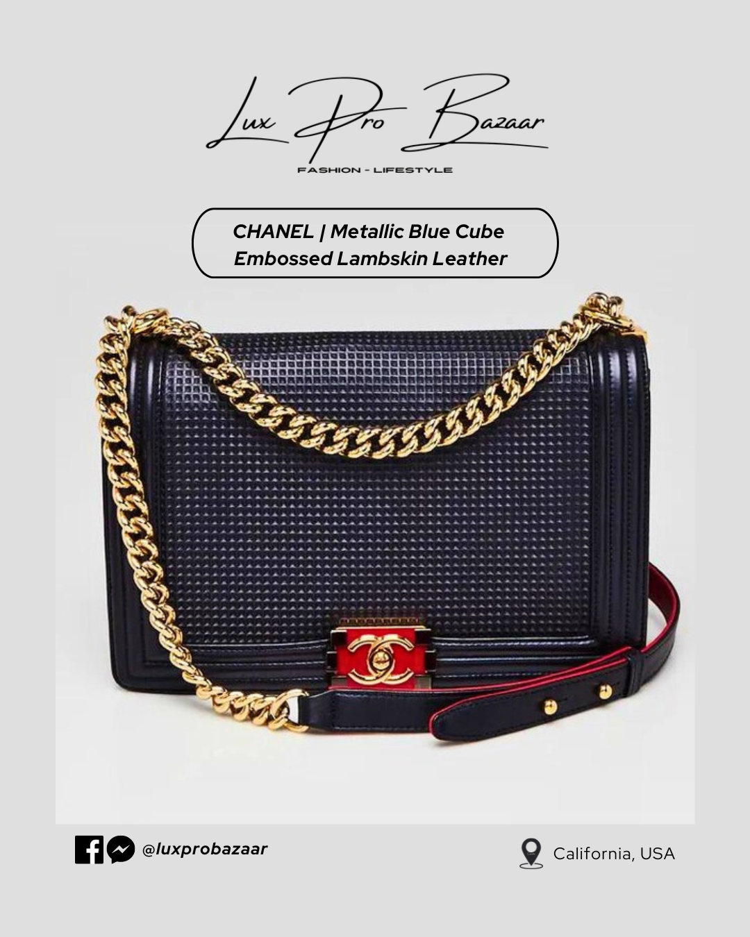 CHANEL | Metallic Cube Embossed Lambskin Leather Bag