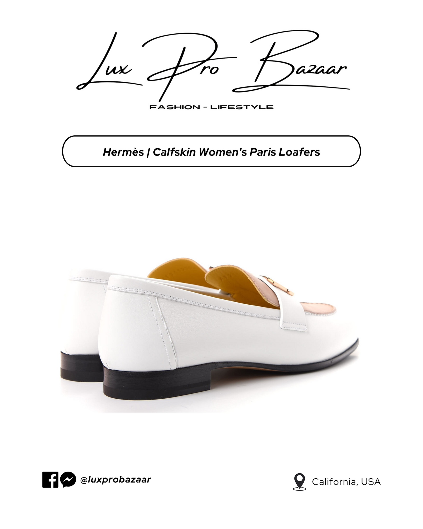 HERMÈS | Calfskin Women's Paris Loafers Calfskin in White Bois De Santal