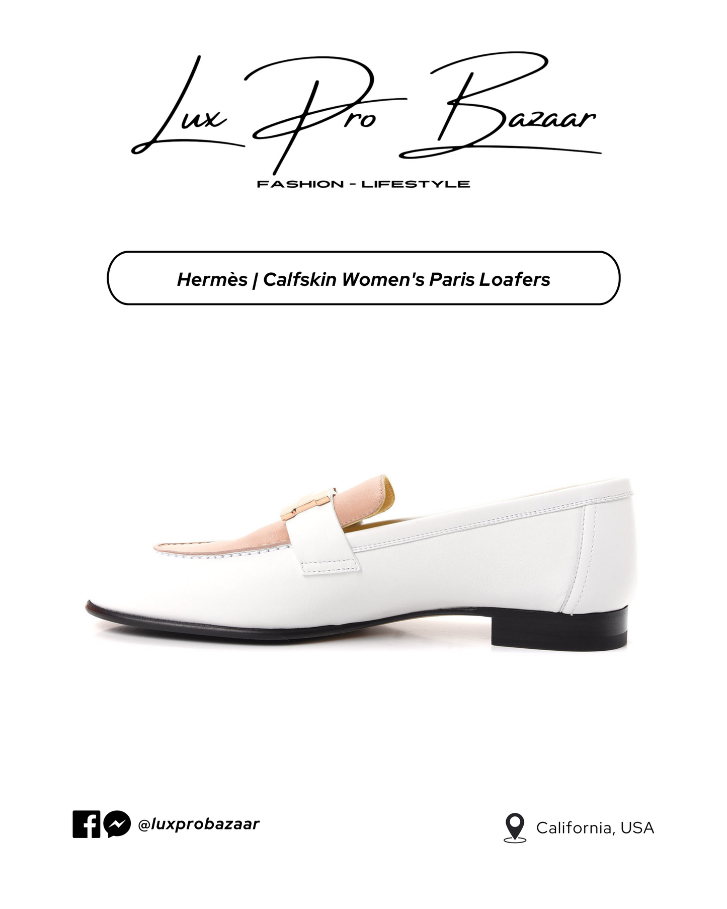 HERMÈS | Calfskin Women's Paris Loafers Calfskin in White Bois De Santal