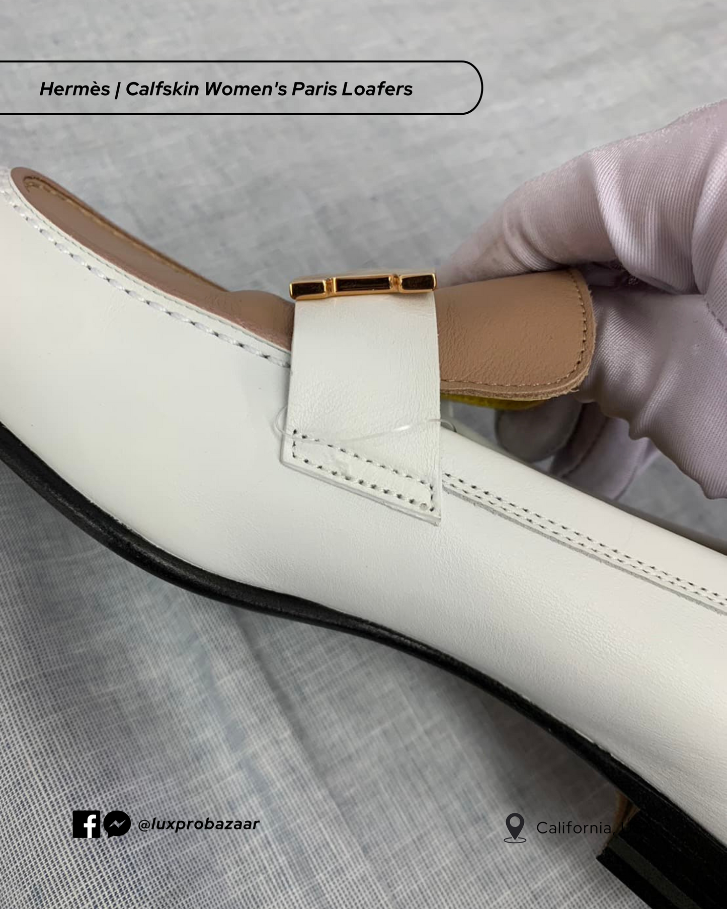 HERMÈS | Calfskin Women's Paris Loafers Calfskin in White Bois De Santal