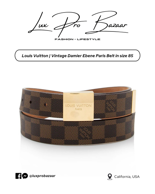 LOUIS VUITTON | Vintage Damier Ebene Paris Belt