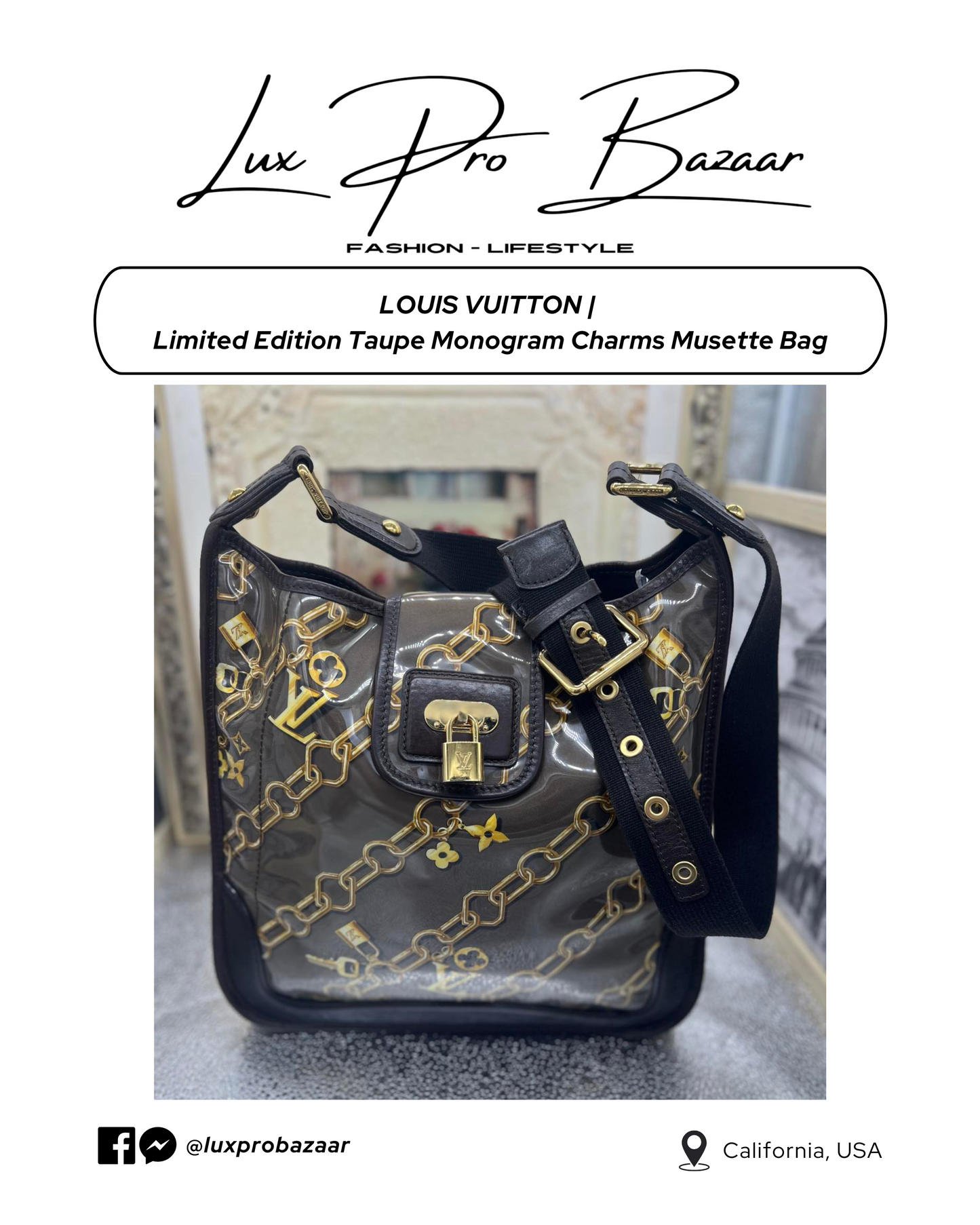 Rare and Limited Edition Louis Vuitton Taupe Monogram Charms Musette Bag