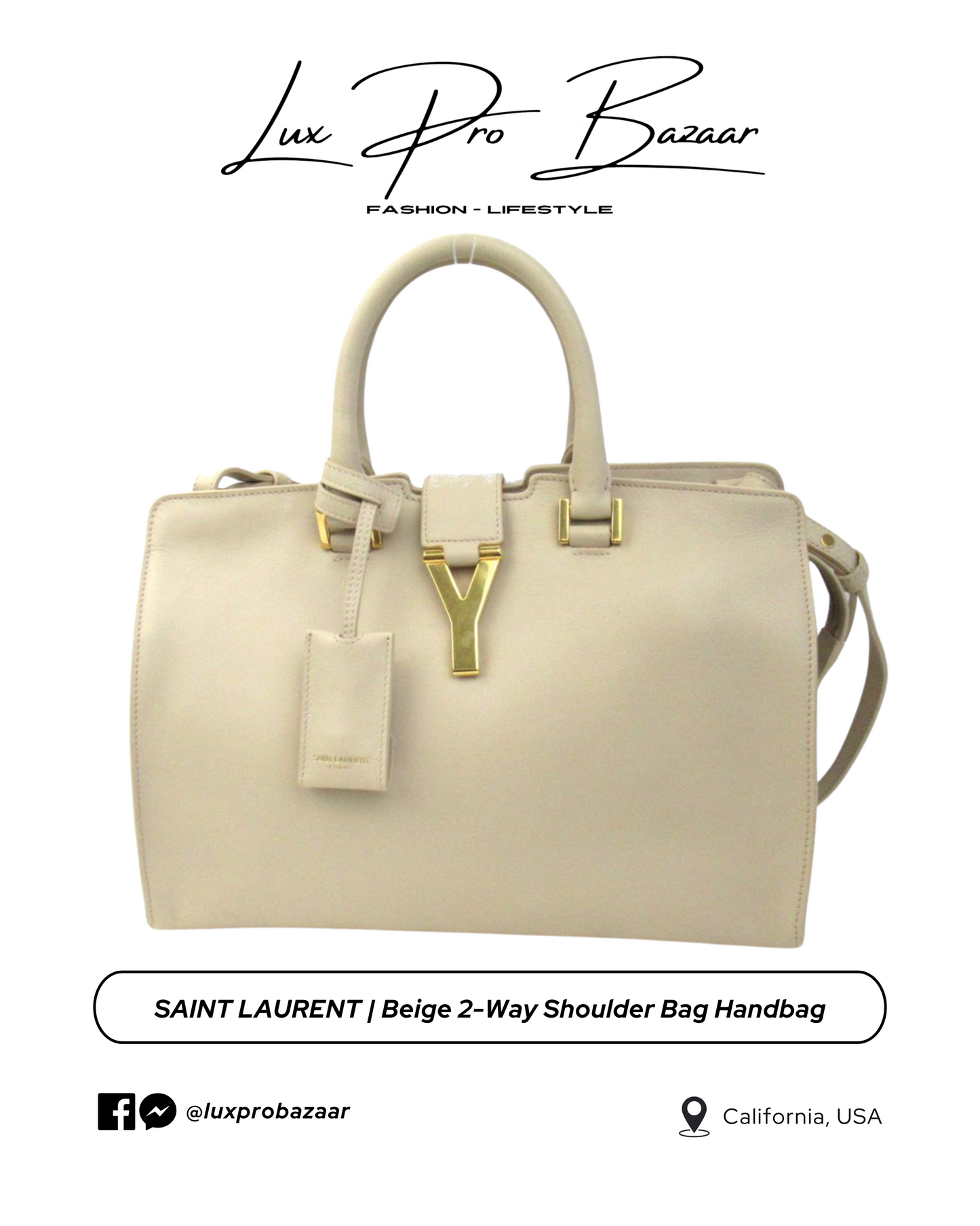 SAINT LAURENT | Beige 2-Way Shoulder Bag Handbag